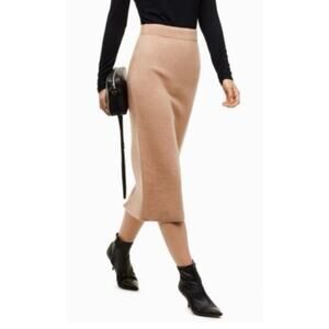 Babaton Knit Midi Pencil Skirt Camel Neutral Size Womens Small